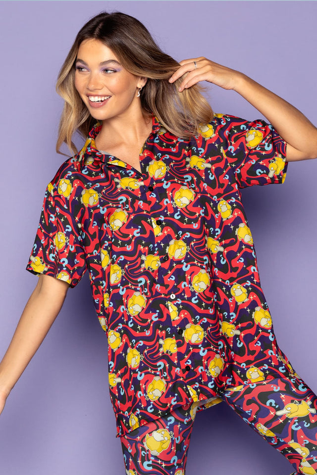 BlackMilk Clothing x Pokemon - Psyduck Confusion Boyfriend Shirt  - Pokémon Merchandise - Collaboration apparel - Licenced.