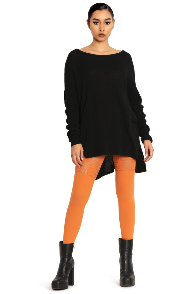 BlackMilk Clothing - Pumpkin Orange Suspender Hosiery