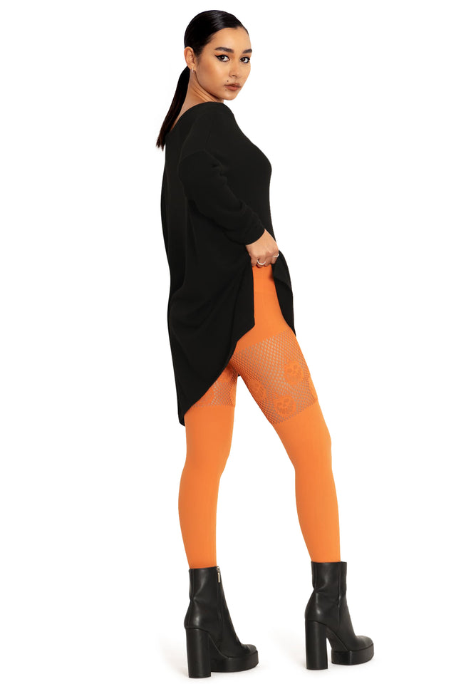 BlackMilk Clothing - Pumpkin Orange Suspender Hosiery