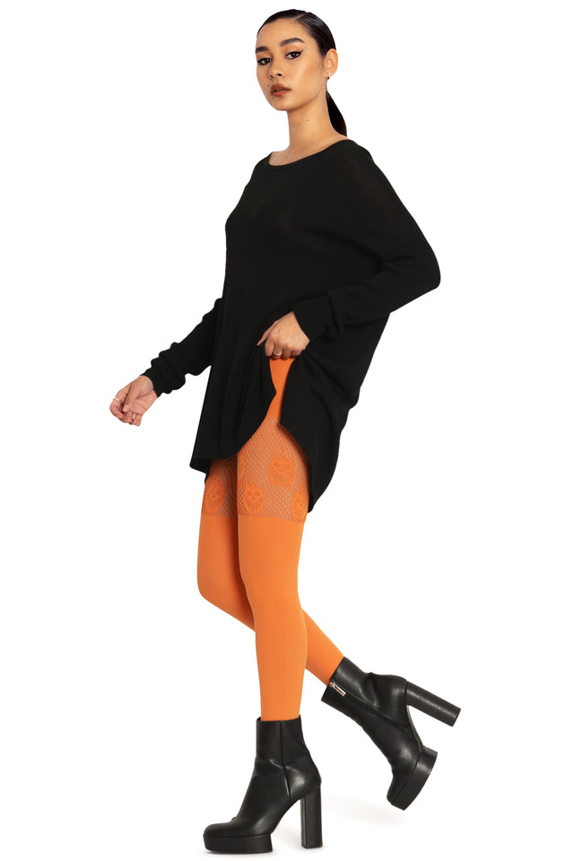 BlackMilk Clothing - Pumpkin Orange Suspender Hosiery