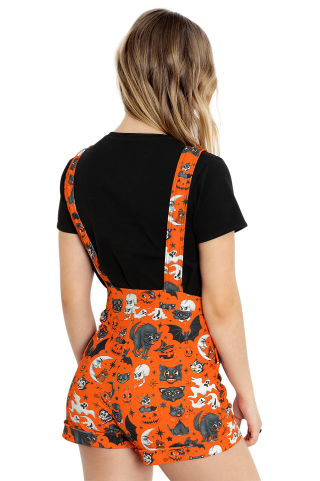 BlackMilk Clothing - Pumpkin Trick Or Treat Short Overalls