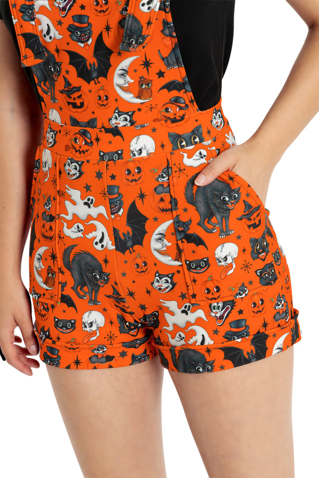 BlackMilk Clothing - Pumpkin Trick Or Treat Short Overalls