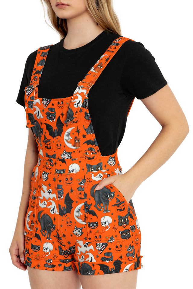 BlackMilk Clothing - Pumpkin Trick Or Treat Short Overalls