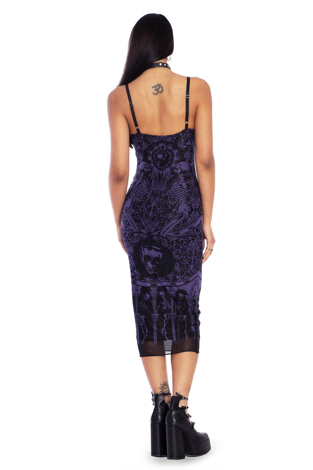 Purple Blood Sacrifice Sheer Bodycon Slip Dress Back