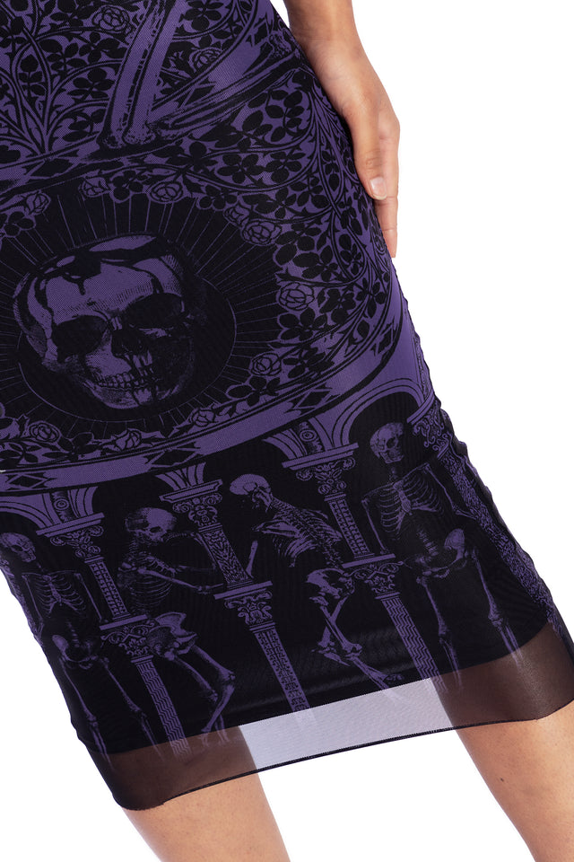 Purple Blood Sacrifice Sheer Bodycon Slip Dress Closeup