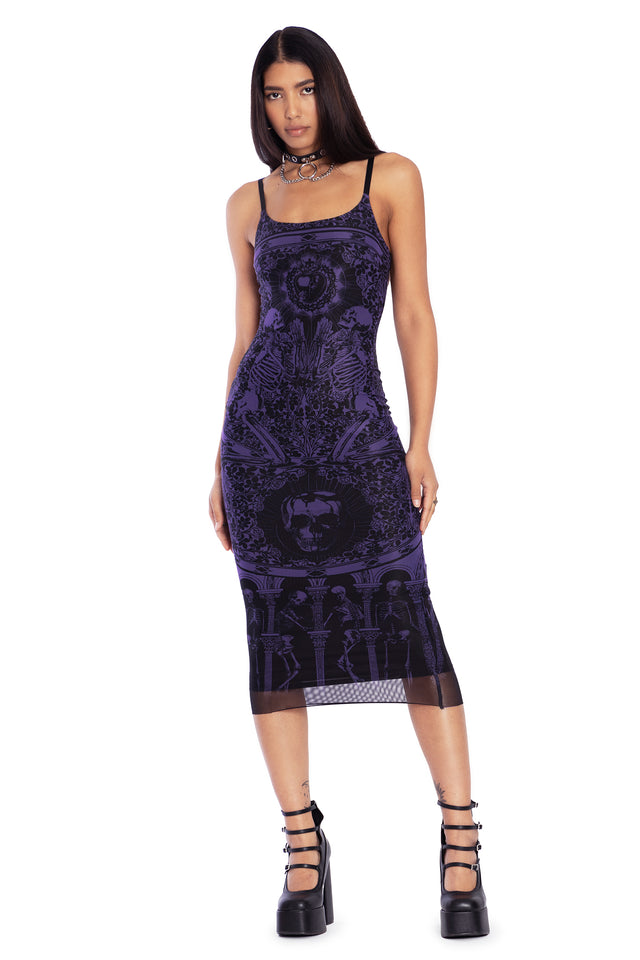 Purple Blood Sacrifice Sheer Bodycon Slip Dress Front