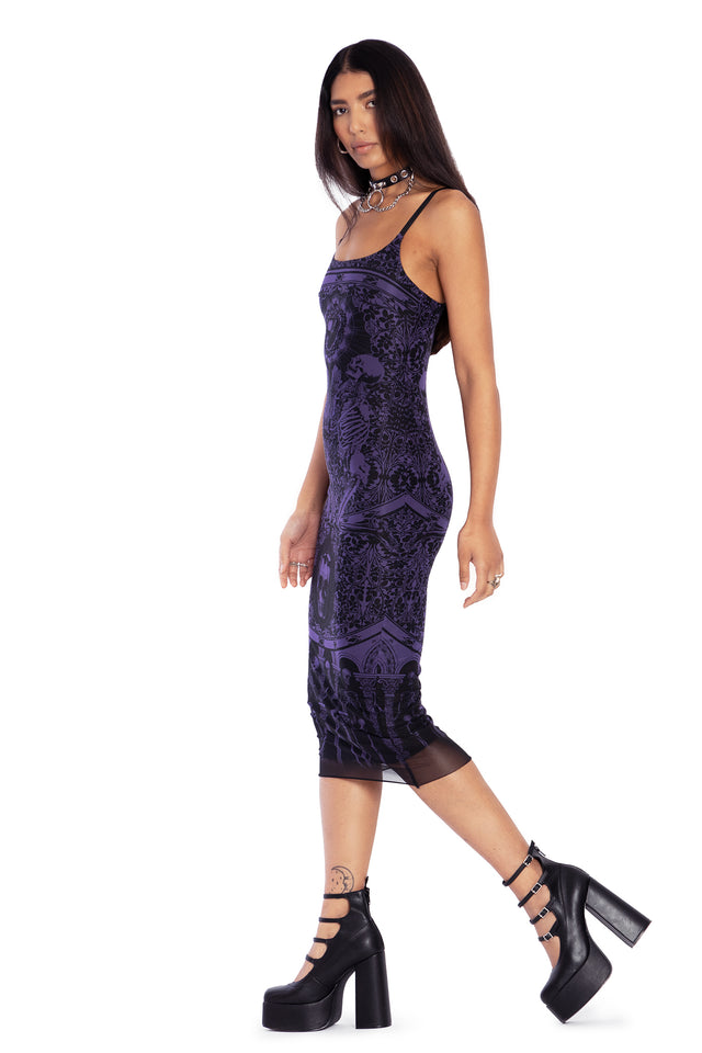 Purple Blood Sacrifice Sheer Bodycon Slip Dress Side