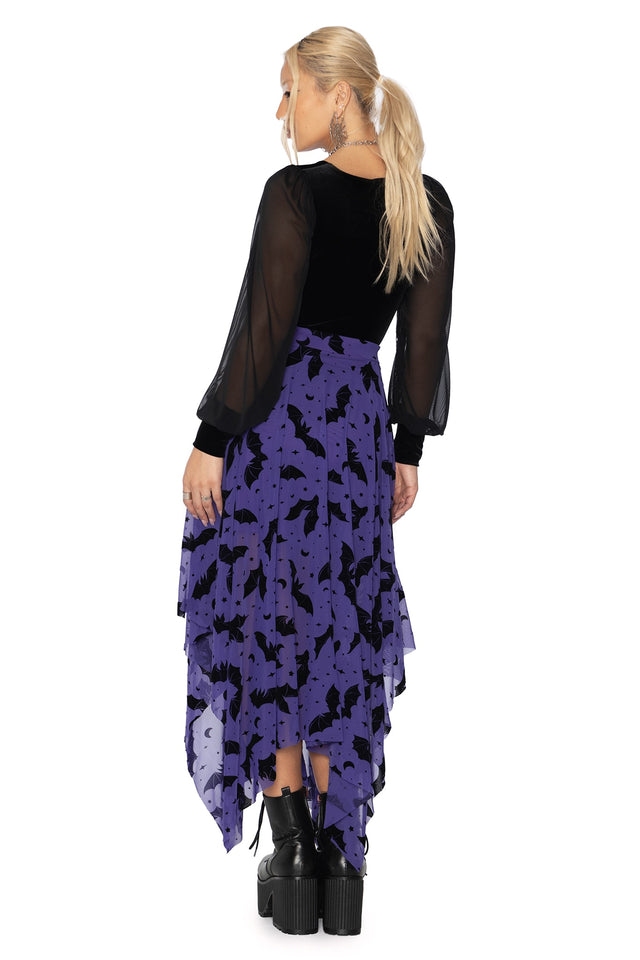 Flock Of Bats Purple Handkerchief Skirt