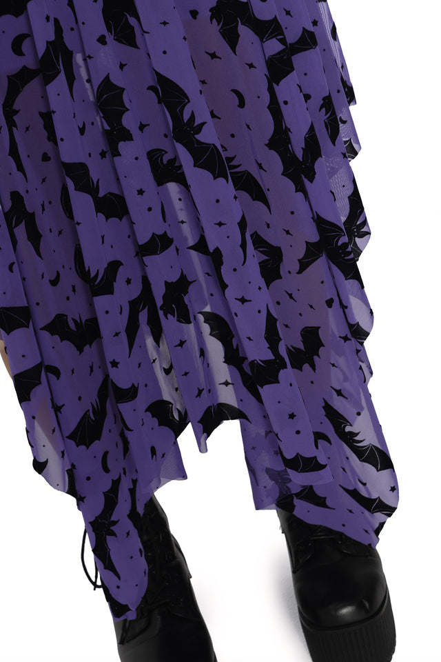 Flock Of Bats Purple Handkerchief Skirt