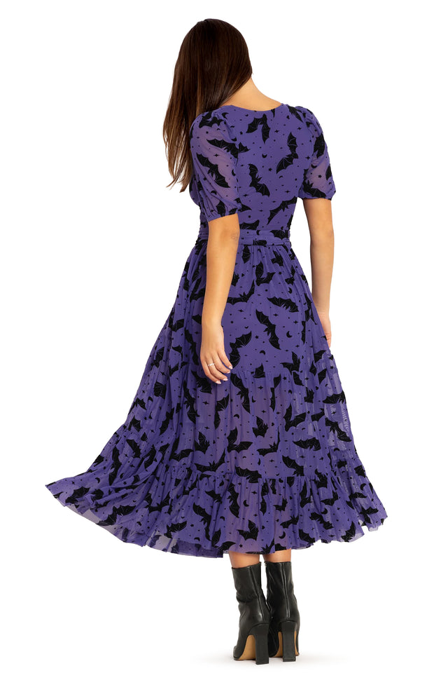 Flock Of Bats Purple Wrap Midaxi Dress