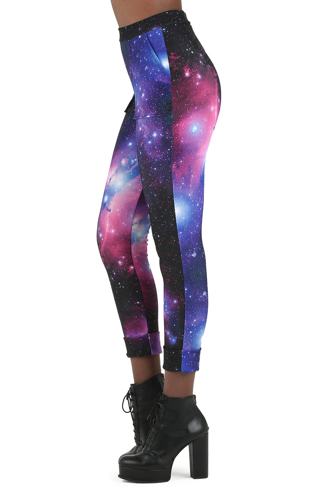 BlackMilk Clothing - Purple Galaxy Cuffed Pants