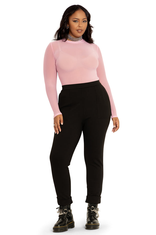 Push It Ponte High Waisted Cuffed Pants front 