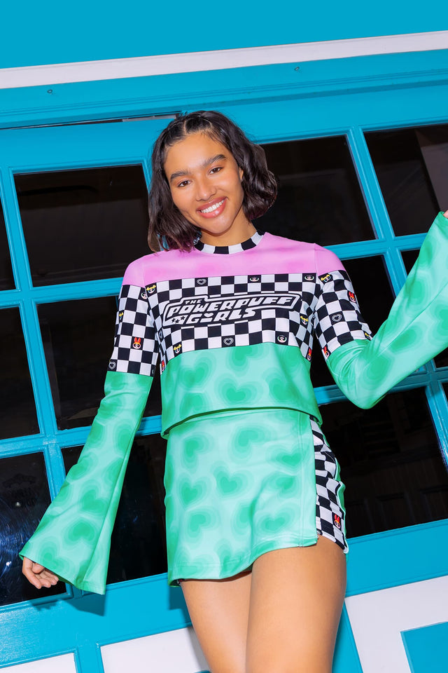 BlackMilk Clothing - Racing Hearts Cropped Bell Sweater