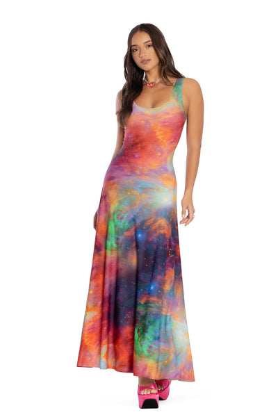 galaxy metallic maxi dress Galaxy Rainbow Maxi Dress