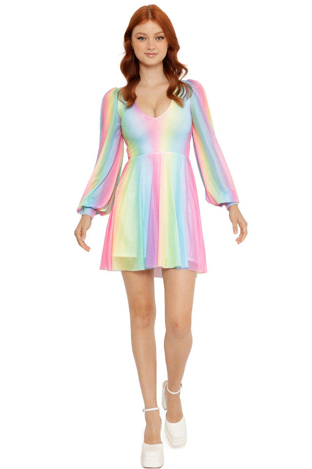 ice cream dress women Retro Stage Pink Melting Ice Cream Print Swing Dress