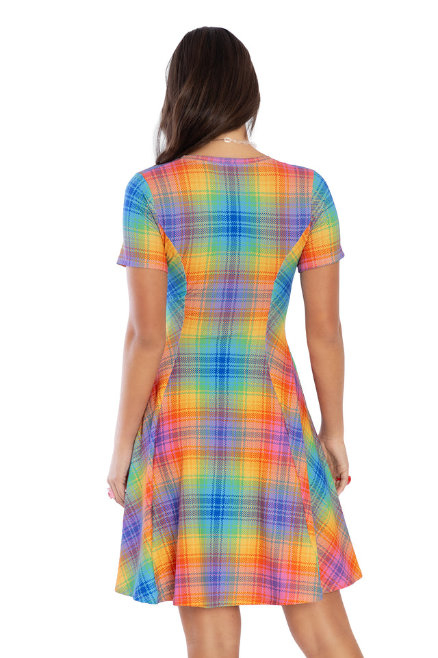 Tartan Rainbow Scoop Longline Evil Tee Dress