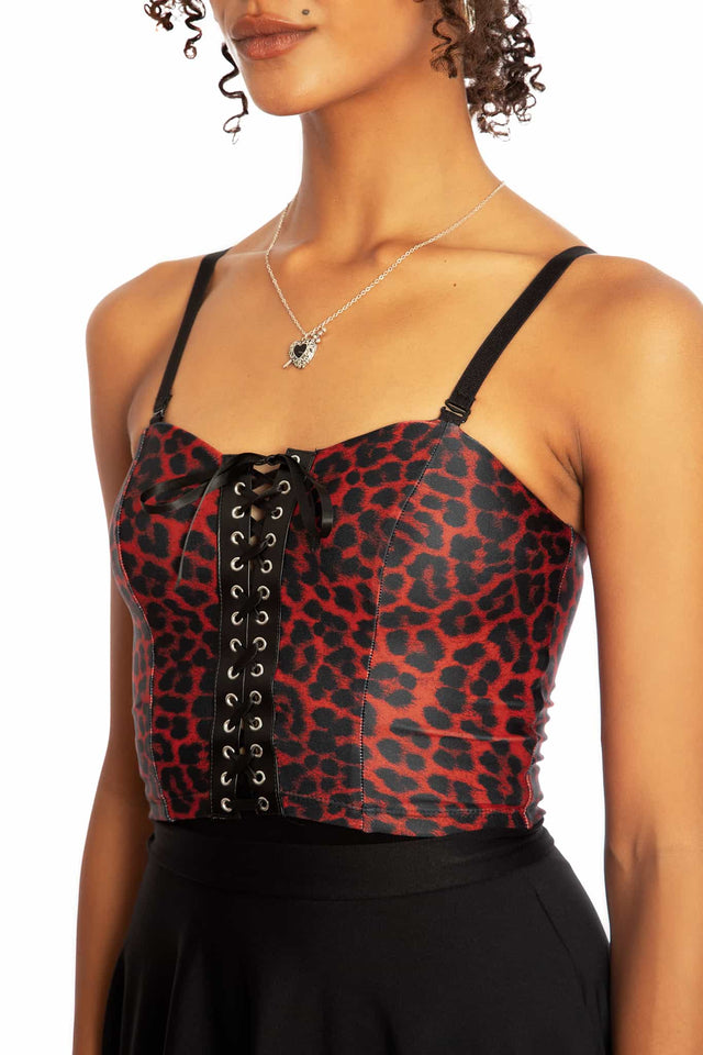 Claws Out Red Lace Up Bustier Crop