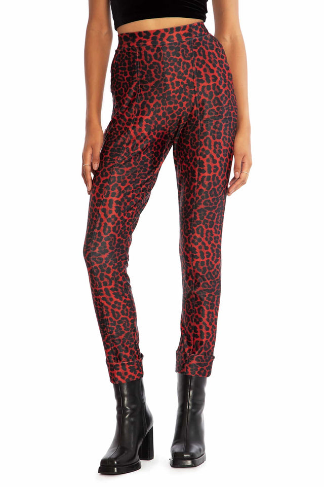 Claws Out Red Matte Cuffed Pants