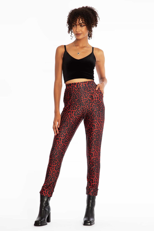 Claws Out Red Matte Cuffed Pants