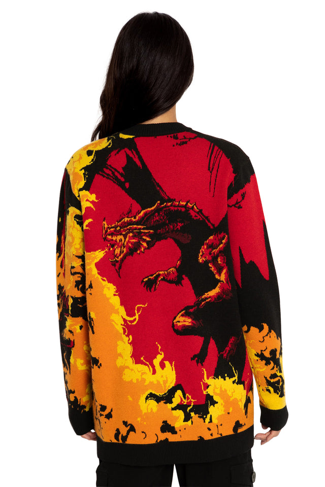 Red Dragon Oversized Knit Sweater