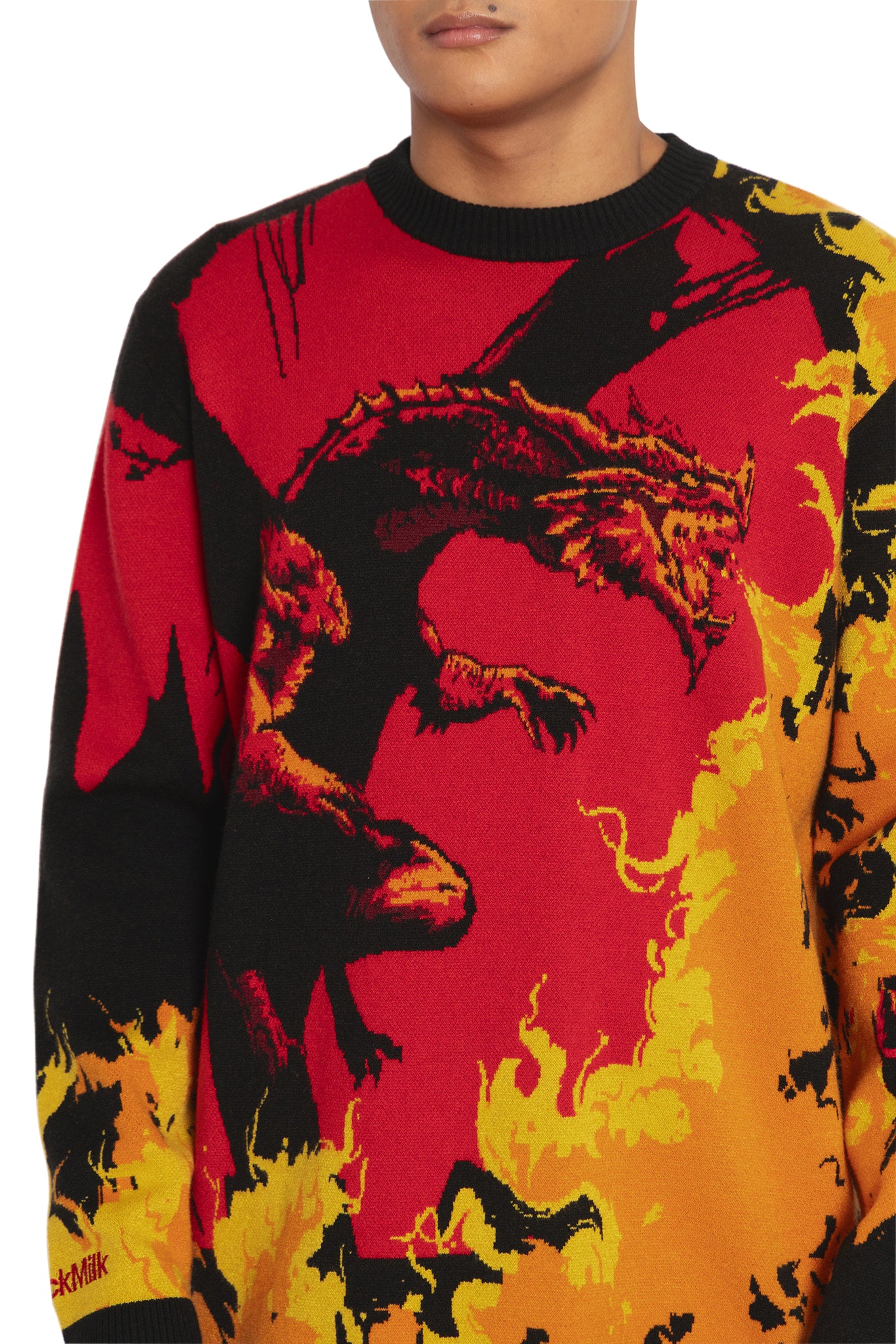 Red Dragon Oversized Knit Sweater Limited BlackMilk Clothing