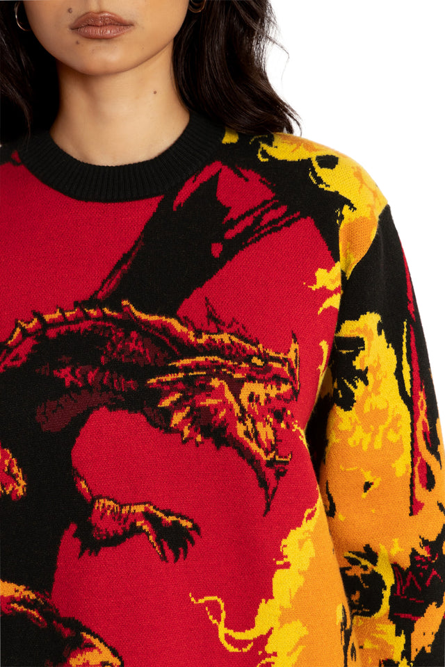 Red Dragon Oversized Knit Sweater