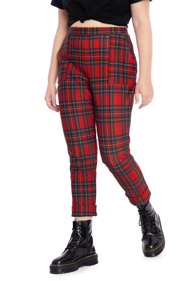 Red Gingham Cuff Pants Red Gingham Cuff Pants