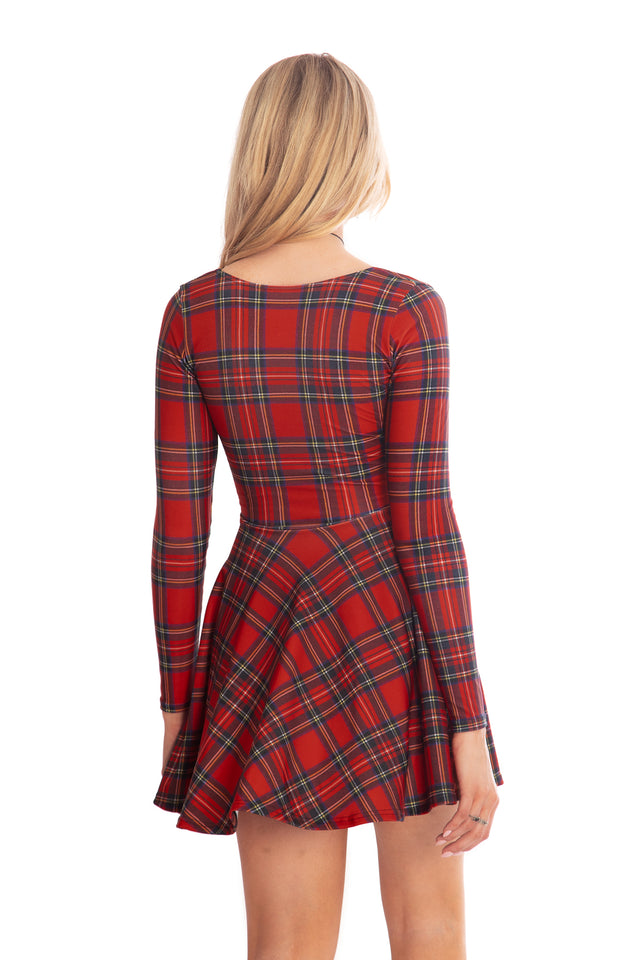 Tartan Red Toastie Long Sleeve Skater Dress