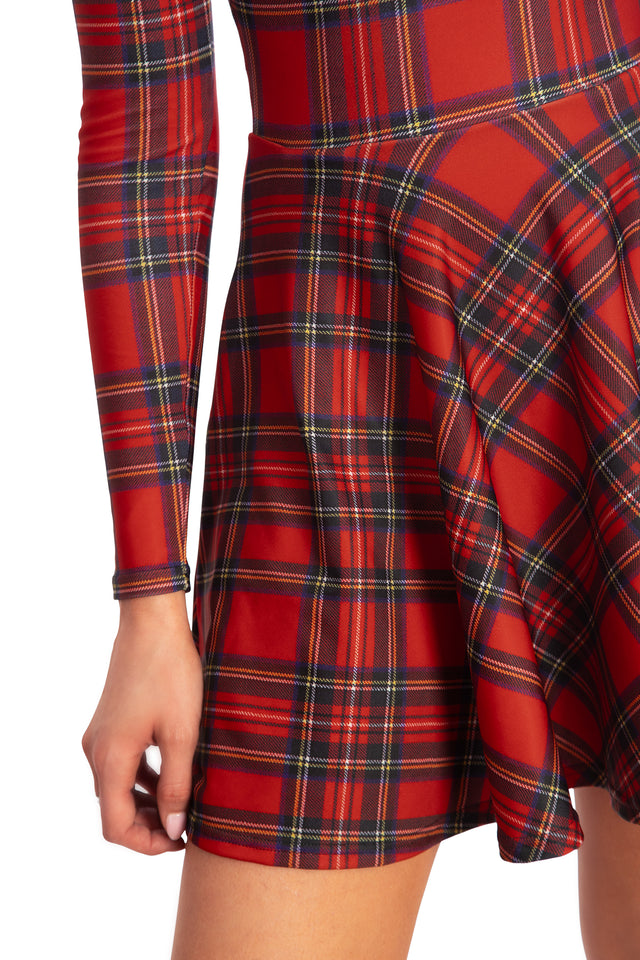 long sleeve plaid skater dress Hope & Henry Women's Hope and Henry Long Sleeve French Skater Dress