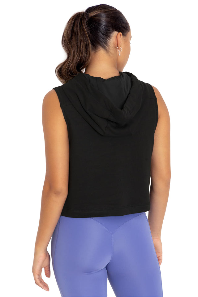 BlackMilk Clothing - Reppin' It Black Sleeveless Hoodie