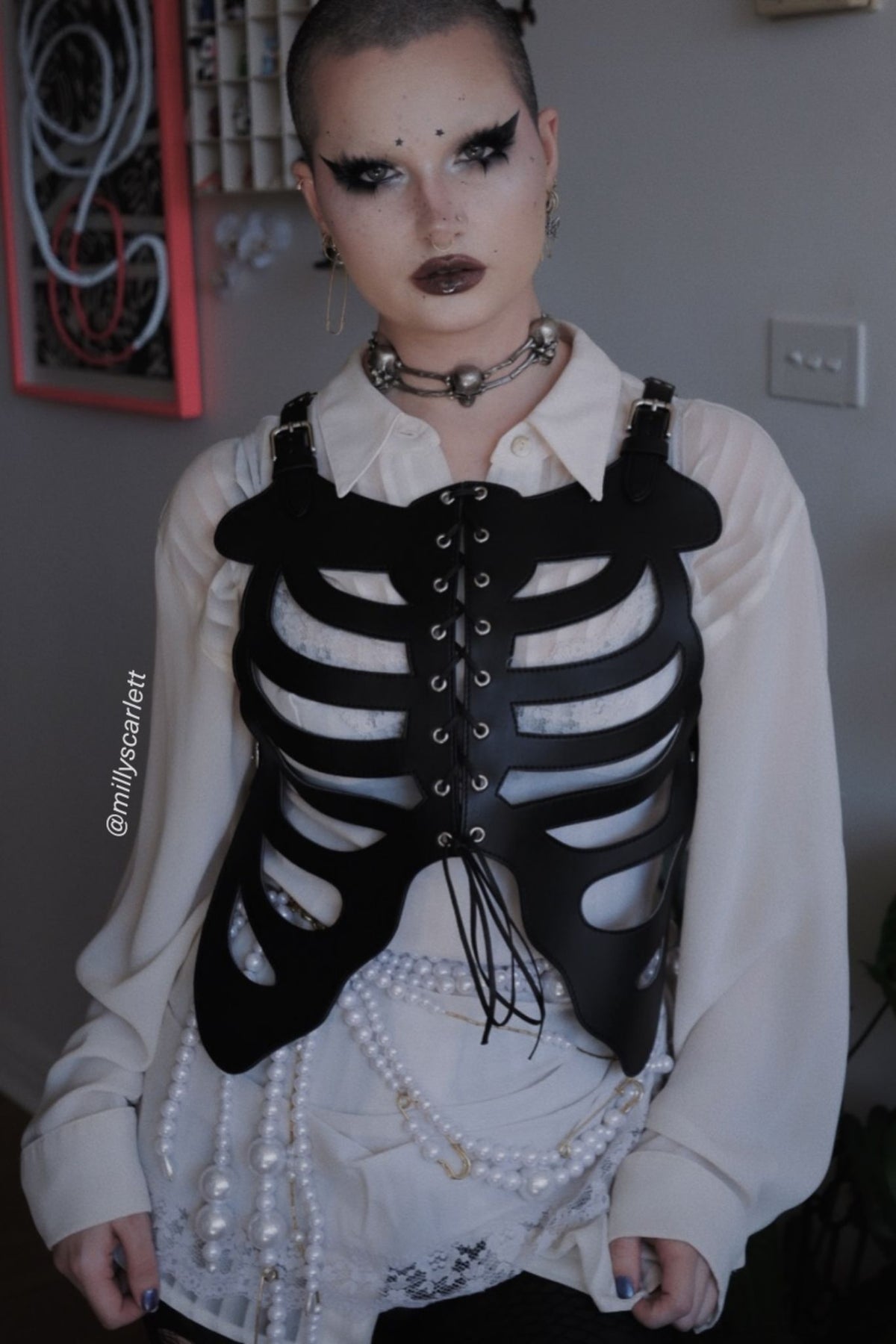 Blackmilk Black Glitter Harness Blackmilk Burned Velvet Spell Harness Bodysuit Size XS X  main image 4