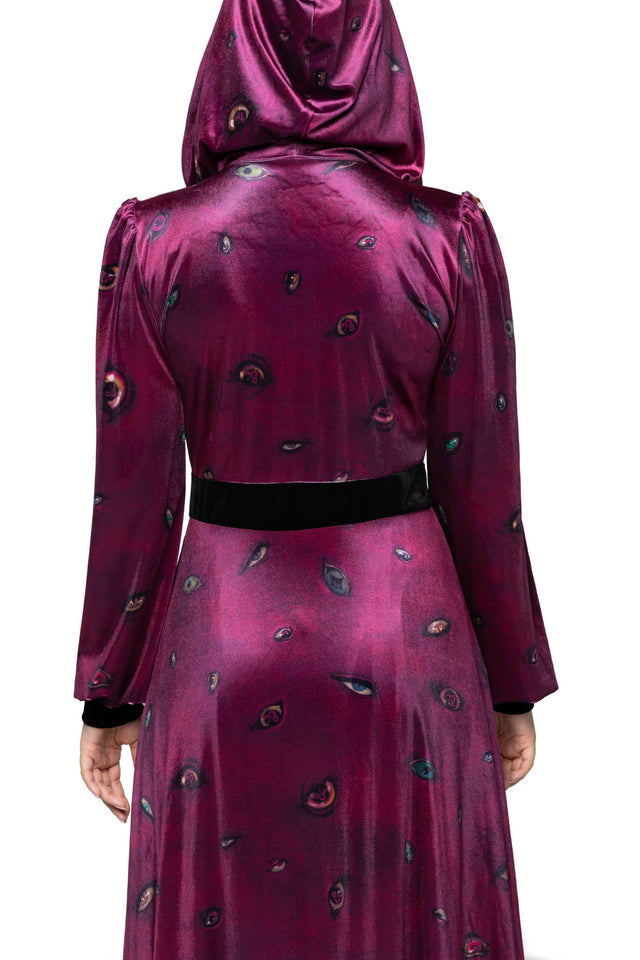 Robe of Eyes Hooded Maxi Jacket