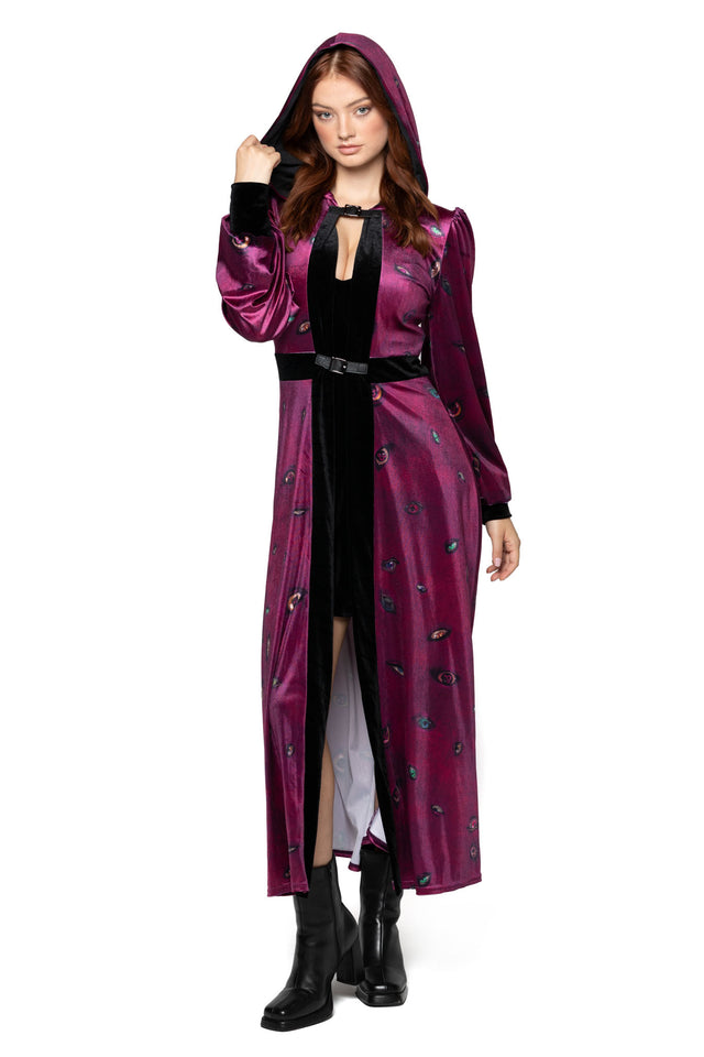 Robe of Eyes Hooded Maxi Jacket