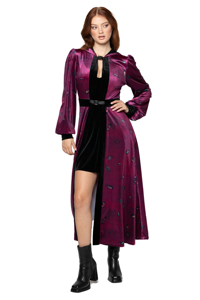 Robe of Eyes Hooded Maxi Jacket