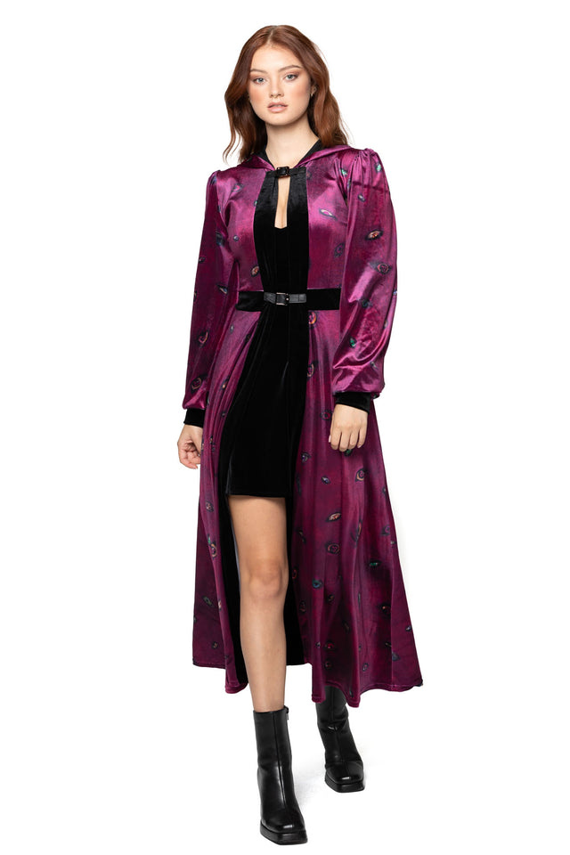 Robe of Eyes Hooded Maxi Jacket