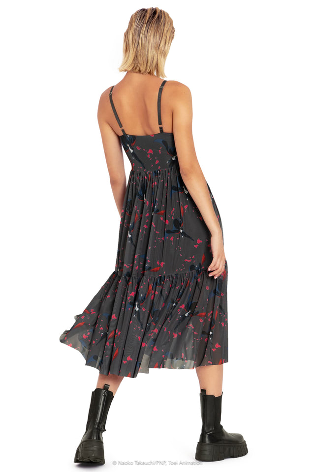 Roses And Tuxedo Mask Sheer Midaxi Dress Back