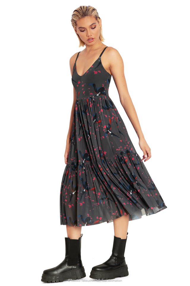 Roses And Tuxedo Mask Sheer Midaxi Dress Side