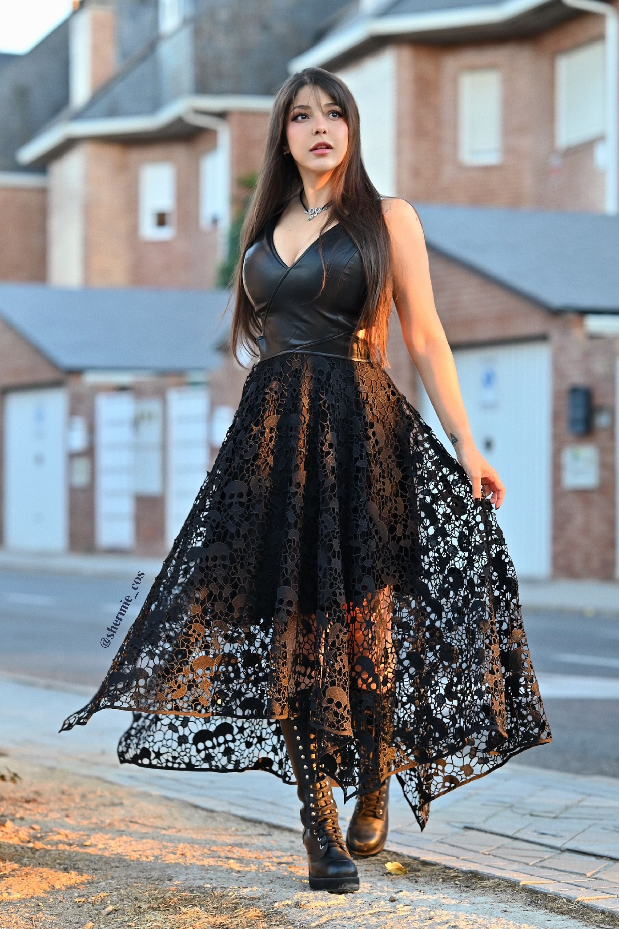 Route 666 Skull Lace Handkerchief Maxi Dress Route 666 Skull Lace Handkerchief Maxi Dress
