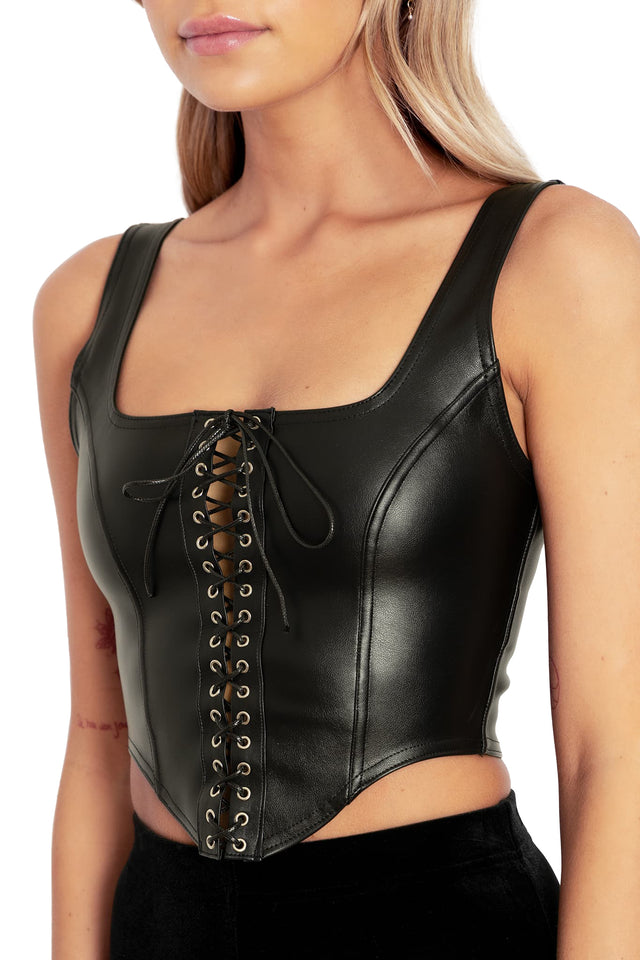 BlackMilk Clothing - Route 666 Lace Up Corset Top