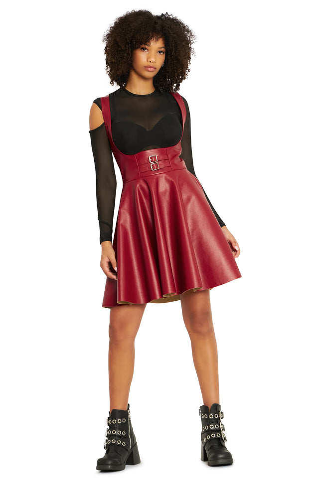 BlackMilk Clothing - Route 666 Red Underbust Corset Dress