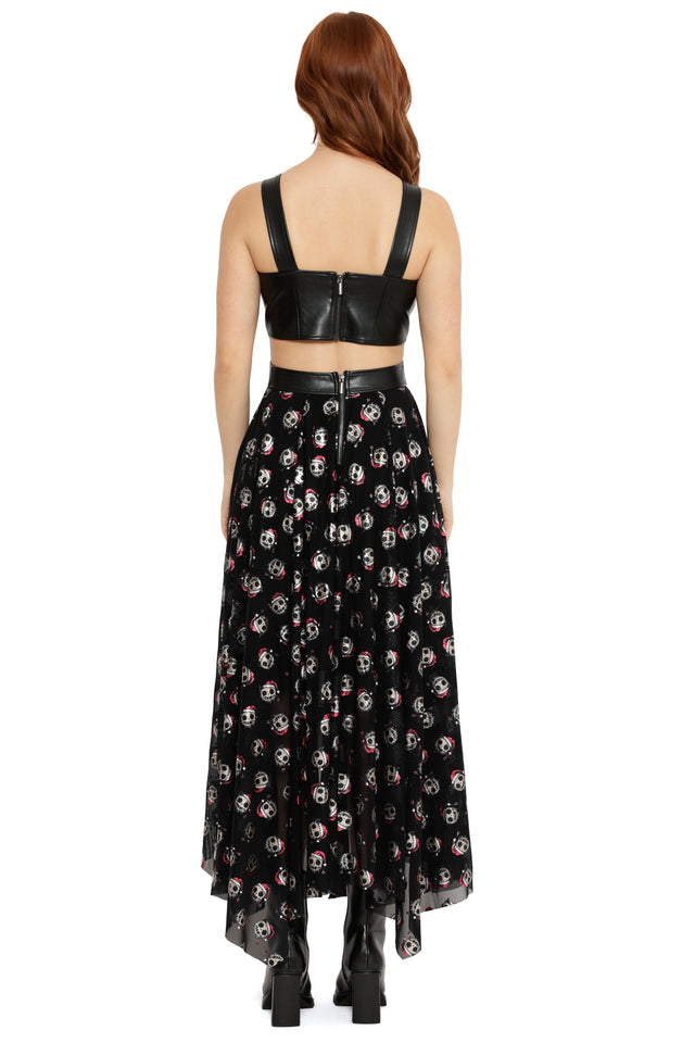 black and red skull print dress christmas party outfit