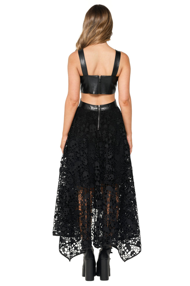 Route 666 Skull Lace Handkerchief Maxi Dress - Limited BlackMilk Clothing Route 666 Skull Lace Handkerchief Maxi Dress - Limited BlackMilk Clothing