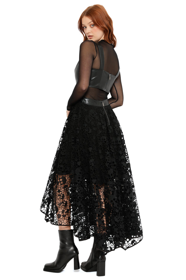 Route 666 Skull Lace Handkerchief Maxi Dress