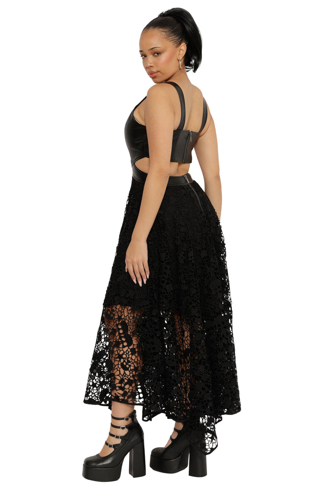 Route 666 Skull Lace Handkerchief Maxi Dress