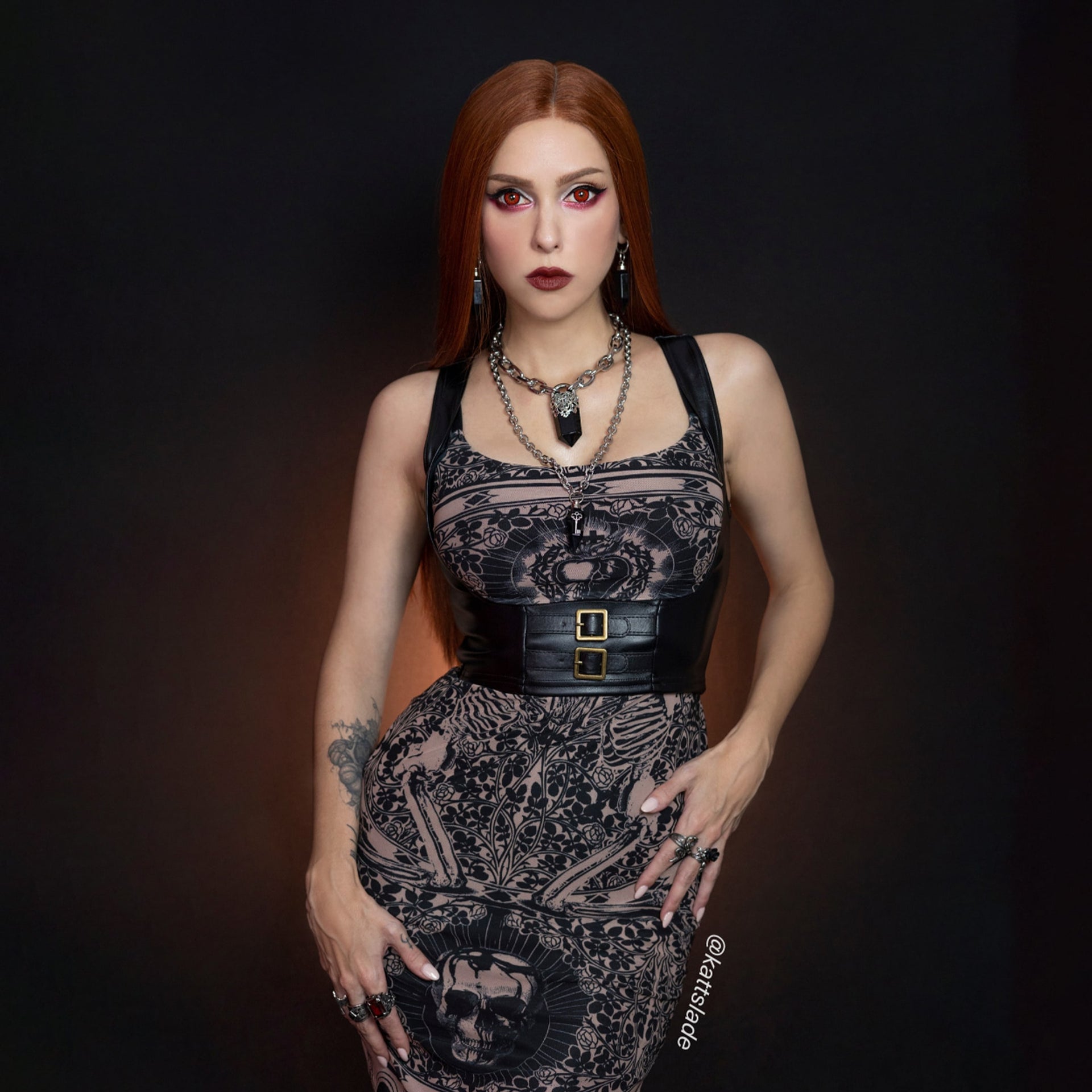 BlackMilk Clothing Essentials - Route 666 Underbust Corset - Blood Sacrifice Beige Sheer Bodycon Slip Dress - @kattslade 