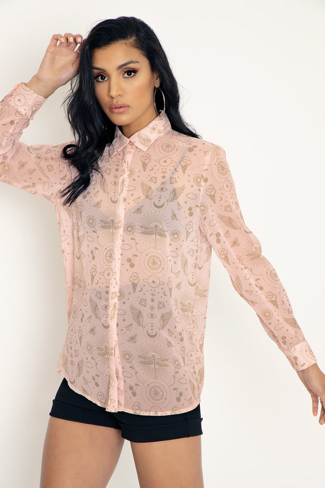 Sacred Happiness Button Me Up Shirt