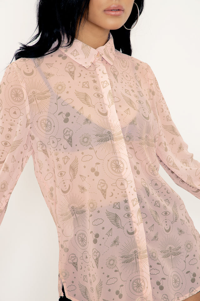 Sacred Happiness Button Me Up Shirt