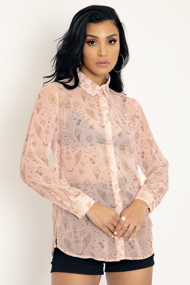 Sacred Happiness Button Me Up Shirt