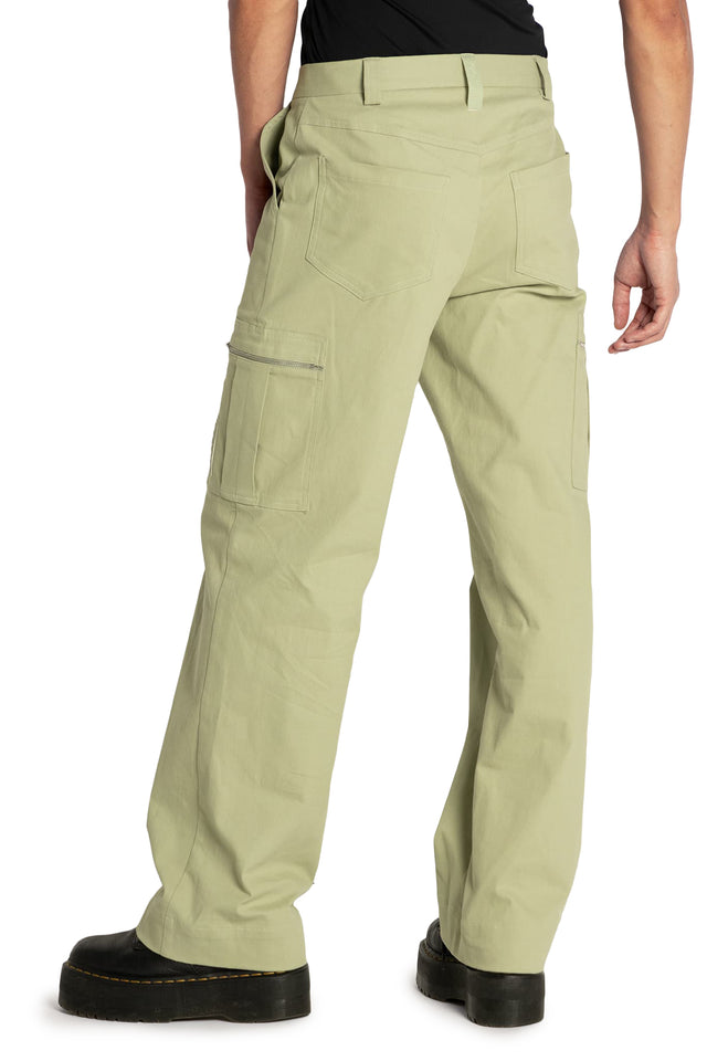 Sage Wide Leg Cargo Pants Closeup 