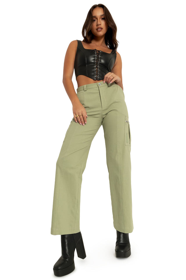 Sage Wide Leg Cargo Pants Wide